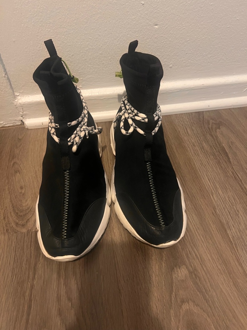 Women’s Black High-Top Sock Sneakers with Contrast Laces